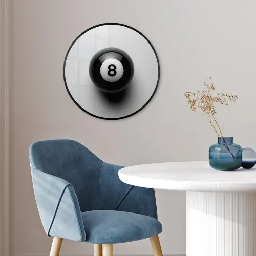 Biljartbal - Getal - Acht - Wit Fotolijst rond zonder passe partout klein -sfeer2