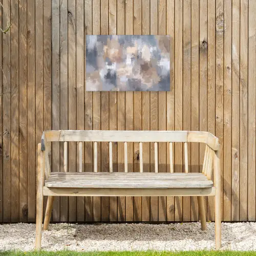 Penseelstreken - Schilderij - Beige Tuinposter op houten frame 2 cm dik klein -sfeer4