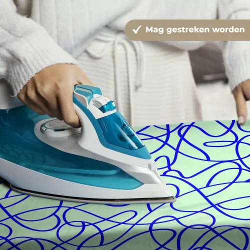 Mint - Blauw - Lijnen - Abstract Wandkleed katoen klein 269 -sfeer9