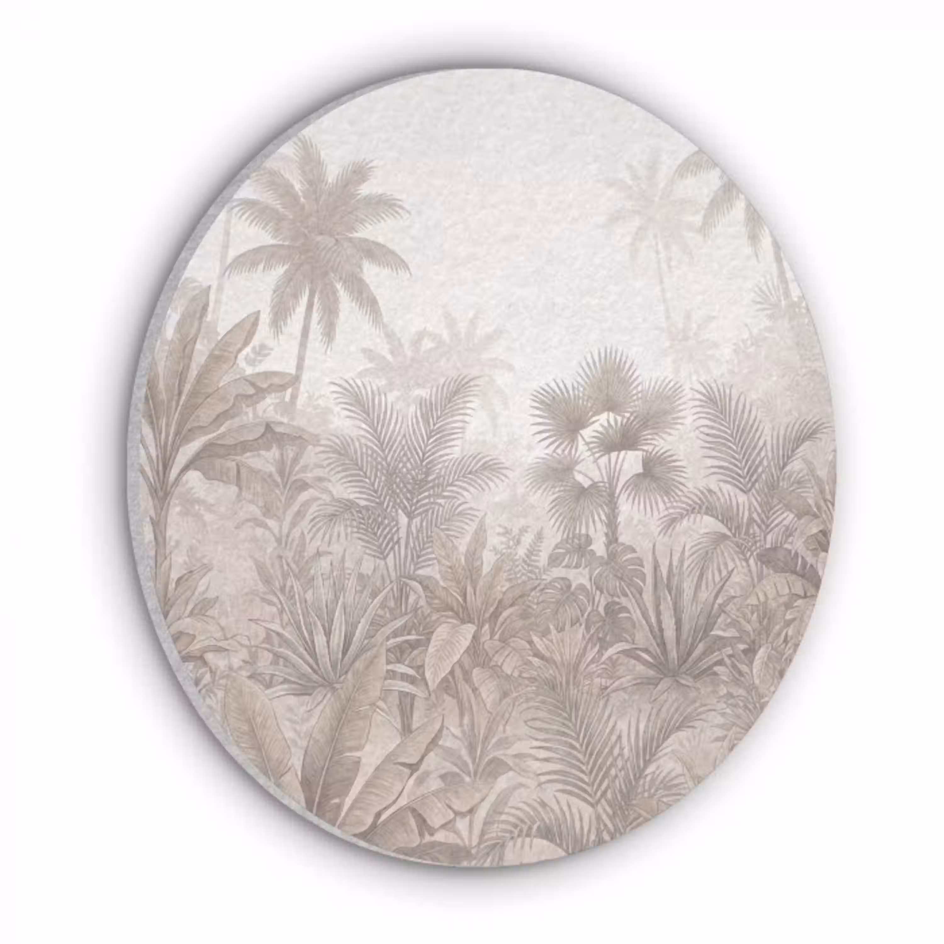 Jungle - Tropisch - Natuur -Vintage - Beige Akoestische PET Vilt - Rond klein -3d