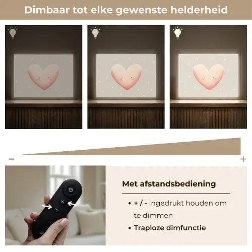 Hart - Gezicht - Roze - Stippen Light Box met batterij (Wandlamp kind) middel -USP_dimbaarNL
