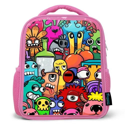 Monster met 1 Oog Kinderrugzak - Roze middel -3d