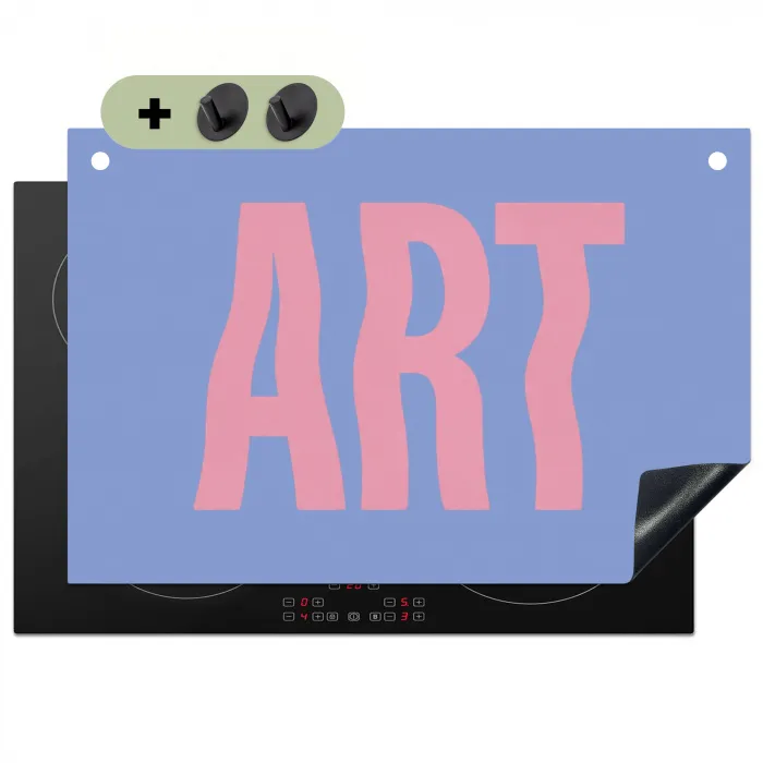 Art - Roze - Blauw Inductie beschemer met haakjes klein -3d