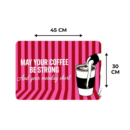 Roze - Strepen - Koffie - Maandag Placemat vinyl groot -specs