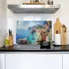 Kustdorp - Schilderij - Rotsen - Boten Inductie beschemer met haakjes klein -sfeer2