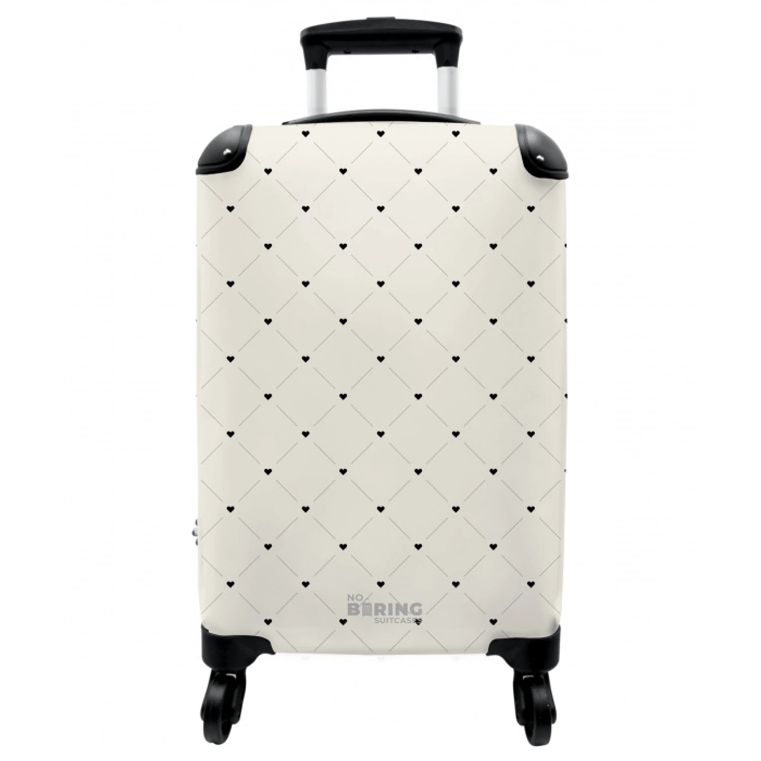 Valentijn hartenruitmotief zwart wit NBS - Handbagage koffer - Vrouwen middel -3d