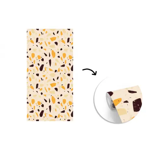 Terrazzo -  Patroon - Geel - fotobehang vinyl groot 64 -3d