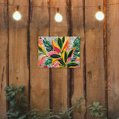 Tropisch - Bladeren - Zwart - wit tuinposter los doek klein -sfeer1