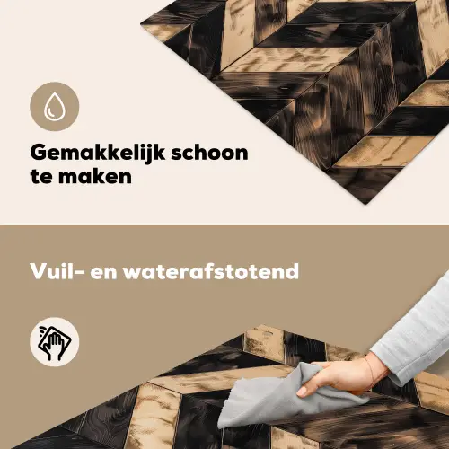 Geometrisch Houtmozaïek Inductie beschemer met haakjes middel -ky-schoon-nl