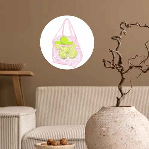 Netzakje - Roze - Illustratie - Limoenen Wandcirkel behangsticker klein -sfeer1