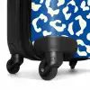 Dierenprints - Panterprint koffer in blauw en wit NBS - Handbagage koffer - Unisex middel -wiel