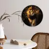 Leeuw - Zwart - Oranje - Verf Wandcirkel kunststof plaat 5mm dik klein -sfeer4