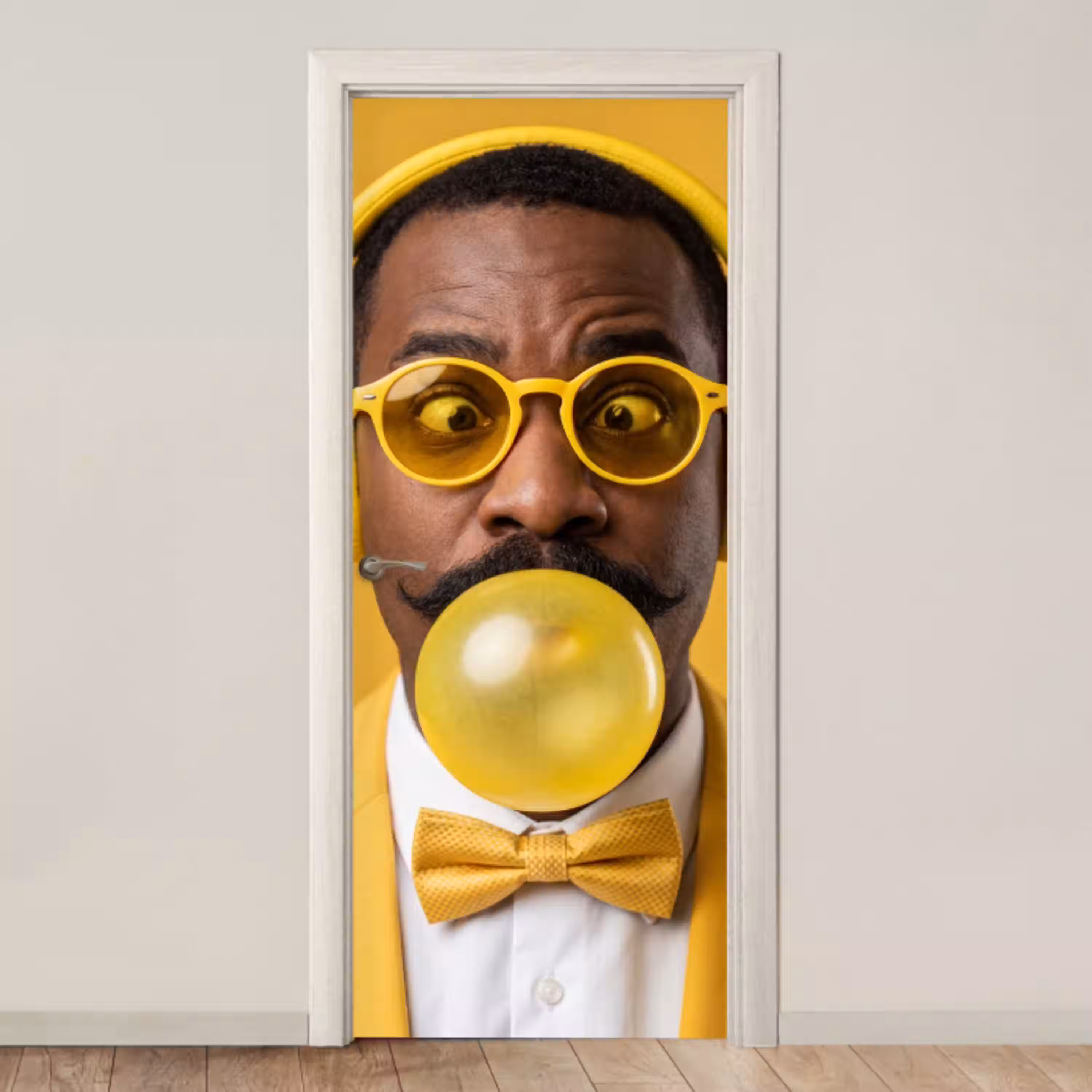 Man - Bubblegum - Portret - Geel - Modern deurposter klein -3d_beige