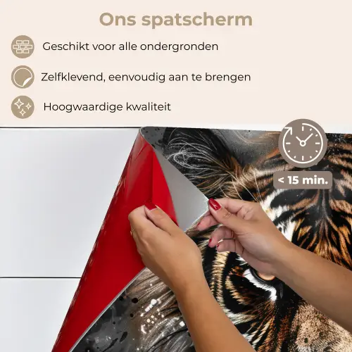Tijger - Dieren - Portret - Luxe - Zwart keuken achterwand spatscherm klein -spatscherm_NL