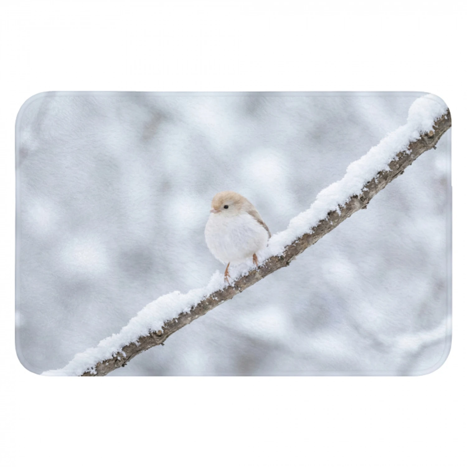 Vogeltje - Sneeuw - Tak - Winter - Zacht Badmat klein -3d
