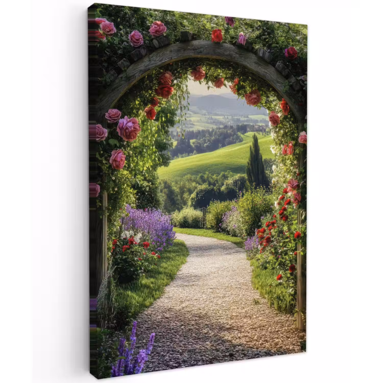 Outdoor Leinwand - Durchschaubar - Gartenbogen - Blumen - Natur - Weg
