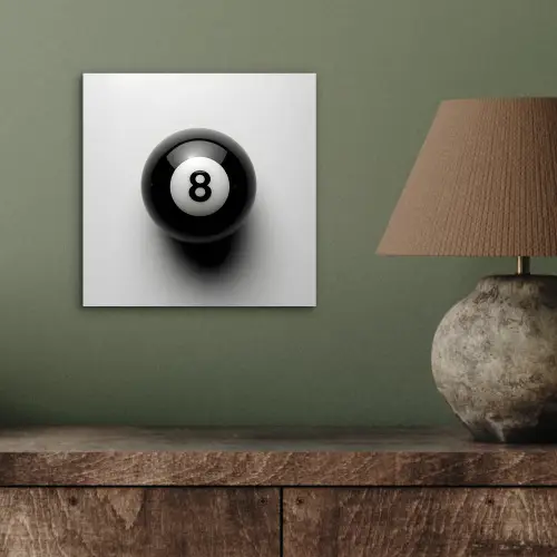 Biljartbal - Getal - Acht - Wit aluminium wit klein -sfeer2