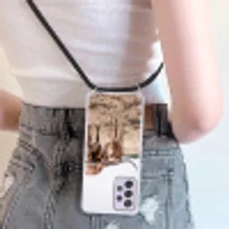 Texas Longhorn - Kalf - Weide - Dieren Hoesje Samsung Galaxy A52 5G met koord klein -sfeer5
