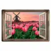 Doorkijk - Tulpen - Bloemen - Molen - Raam Placemat vinyl groot -zzsfeer1_Kitchenyeah-website