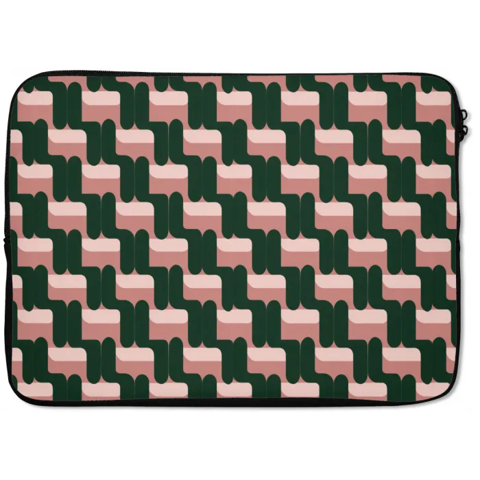 Vlechtpatroon - Groen - Roze - Geometrisch laptophoes neopreen klein 279 -zkaufland3dotto