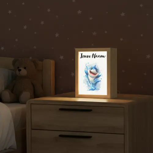 Haai - Water - Blauw Light Box met kabel (Kinderlampje) klein -sfeer1_kind