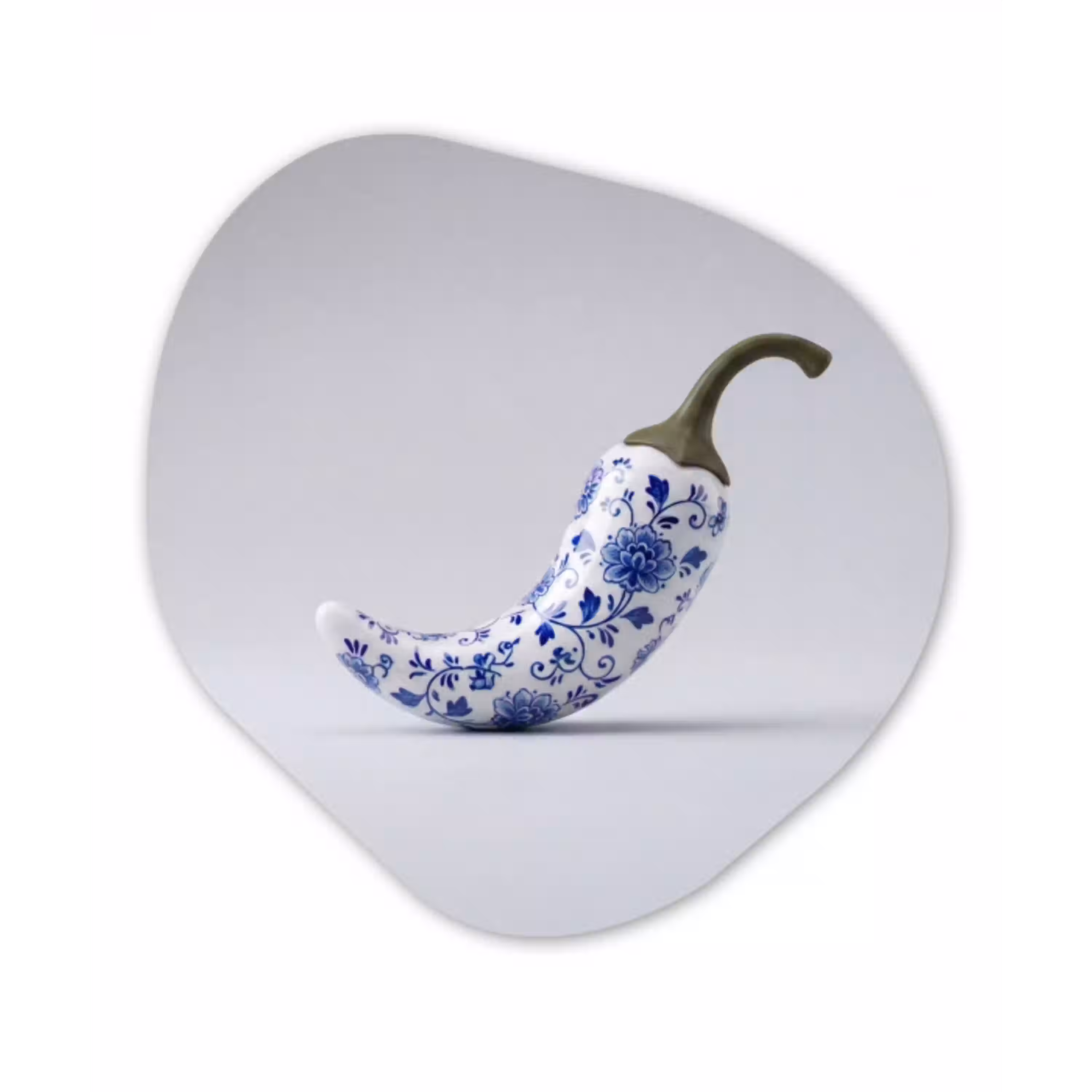 Chilipeper - Keramiek - Blauw Wandcirkel Organisch Aluminium middel -3d