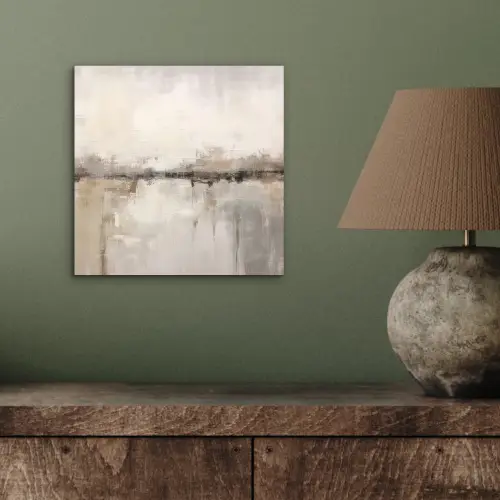 Moderne kunst - Abstract - Beige aluminium wit klein -sfeer2