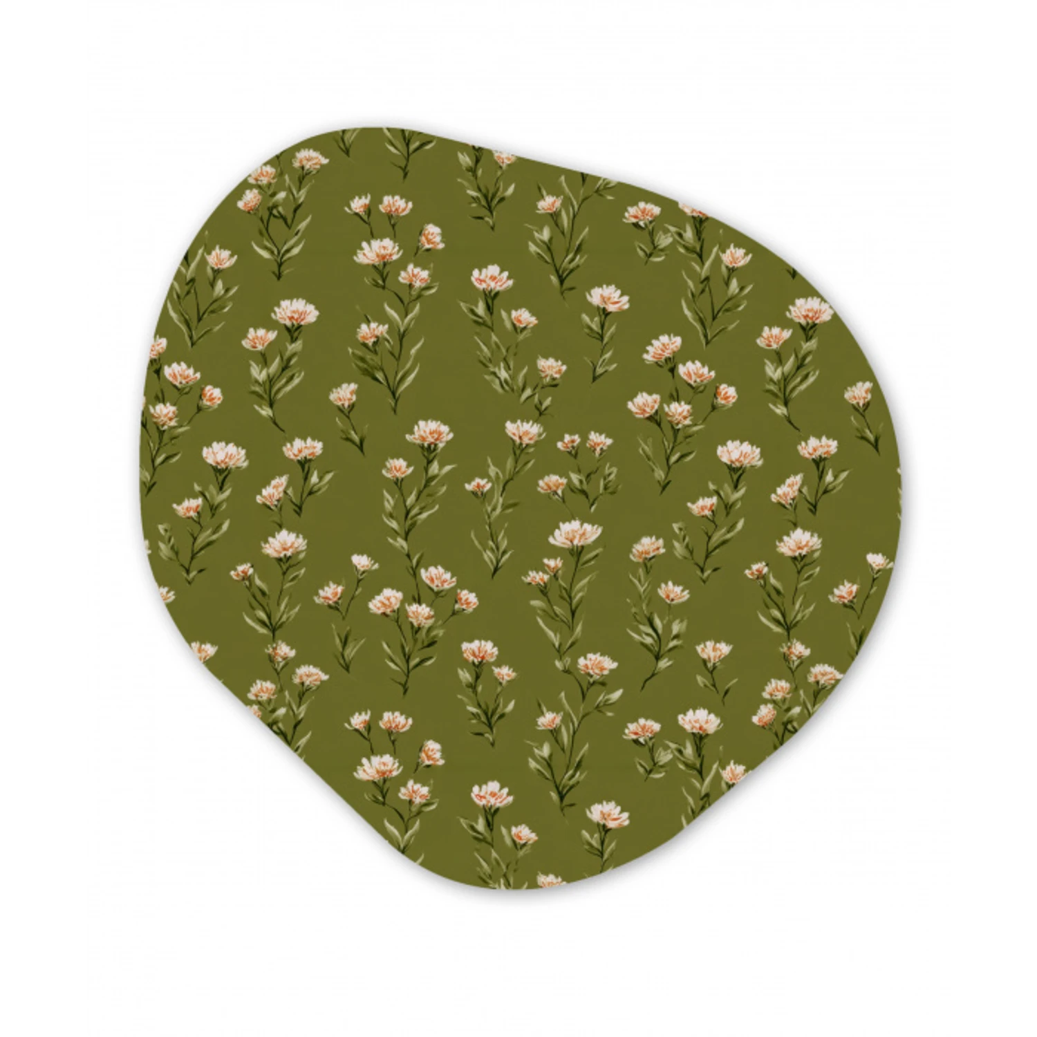 Landelijk - Bloemen -  Groen Wandcirkel Organisch Aluminium middel 851 -3d