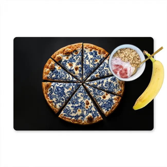 Pizza - Eten - Delftsblauw Placemat vinyl groot -zzzproduct_Kitchenyeah-website