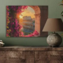 Colosseum - Rome - Roze Bloemen PET vilt klein -sfeer2