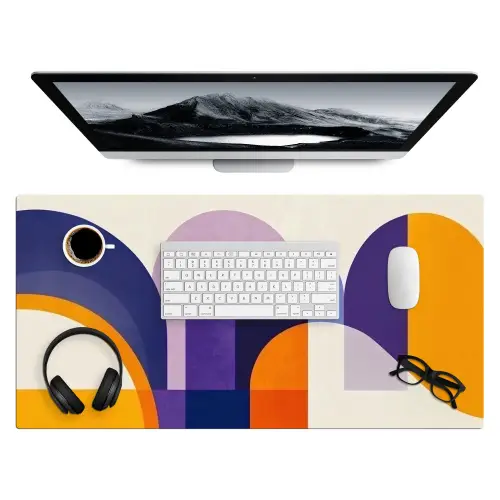 Vormen - Abstract - Grafisch - Oranje Muismat XXL klein -3d