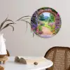 Doorkijk - Poort - Bloemen - Tuin Wandcirkel kunststof plaat 5mm dik klein -sfeer4