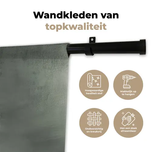 Vogel - Japandi - Groen Wandkleed katoen klein -sfeer2