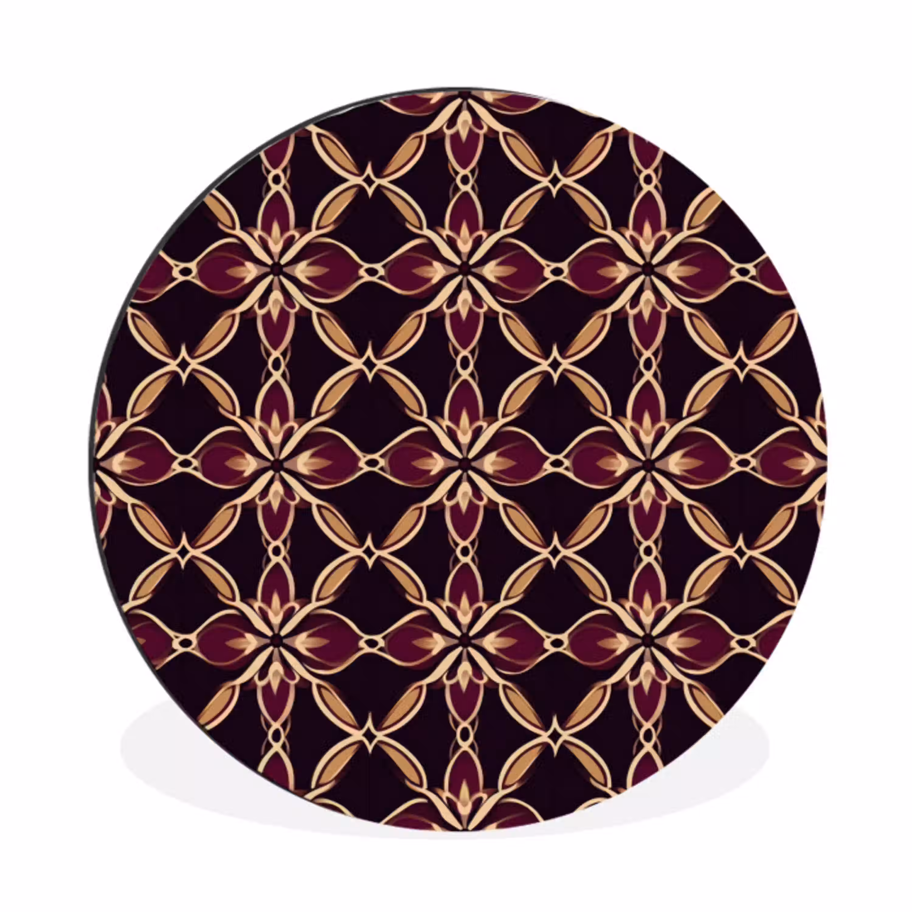 Symmetrisch - Tegel - Burgundy Wandcirkel aluminium klein 190 -3d