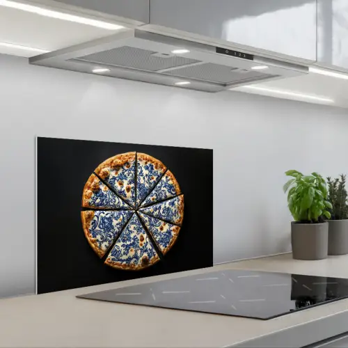 Pizza - Eten - Delftsblauw keuken achterwand spatscherm klein -3d_schuin