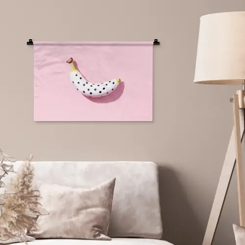 Banaan - Stippen - roze Wandkleed katoen klein -sfeer4