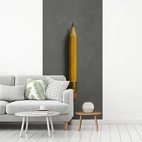 Potlood - Schilderij - Geel fotobehang vinyl groot -woonkamer