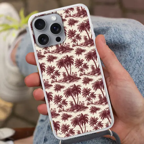 Tropisch - Geometrisch - Bordeauxrood Hoesje iPhone 16 Pro Max met koord klein 804 -sfeer3