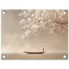 Bloesems - Wit - Boot - Minimalistisch tuinposter los doek klein -3d