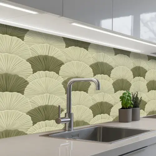 Bladeren - Structuur - Groen keuken achterwand 2 middel 871 -3d_schuin