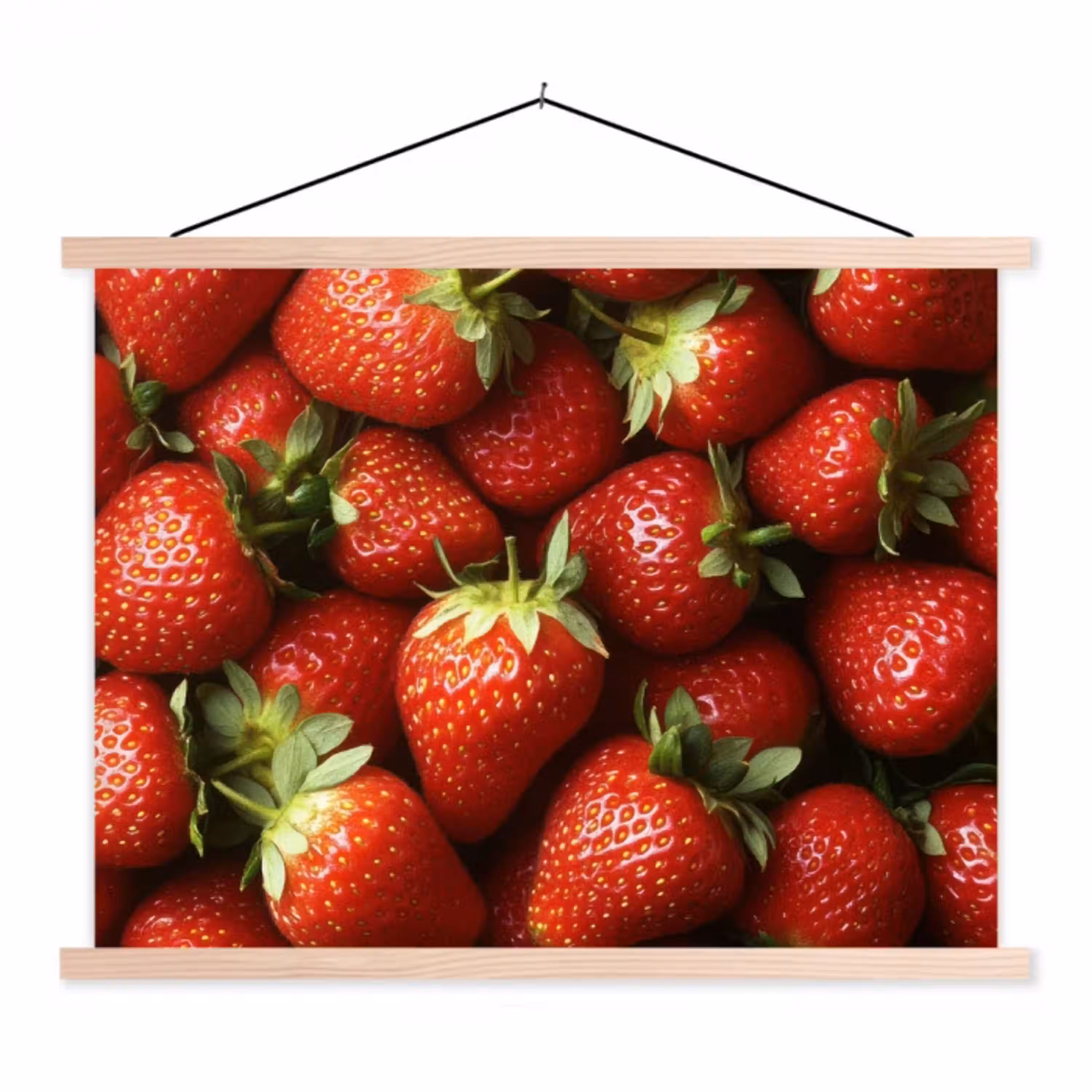 Aardbei - Fruit - Rood textielposter latten blank klein -3d