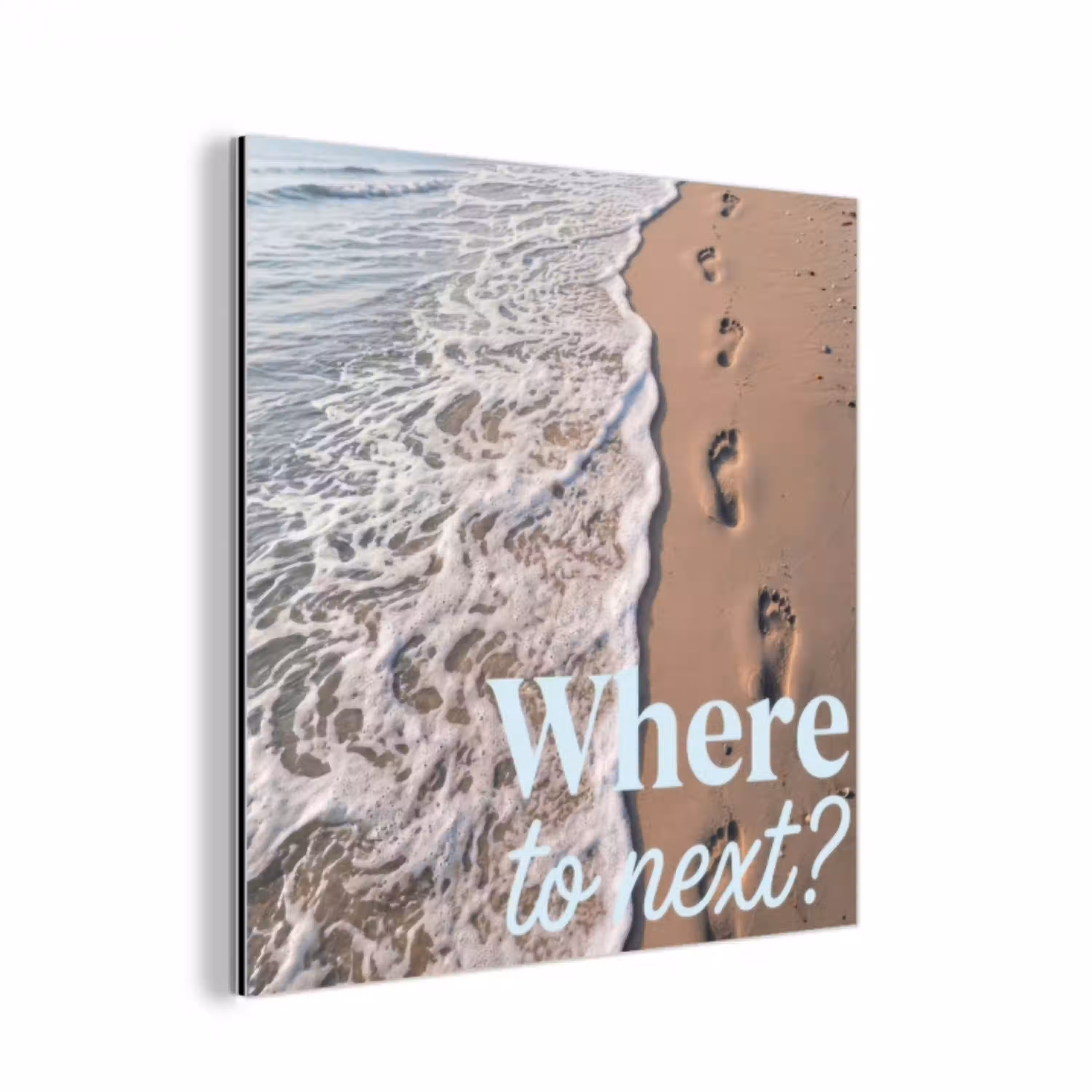 Where to next - Strand - Voetstappen aluminium wit klein -3d