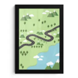 Auto - Bergweg - Natuur - Illustratie fotolijst zwart zonder passe partout klein -3d