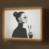 Vrouw - Champagne - Modern Light Box met batterij (Wandlamp) middel -z3d_website