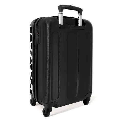 Zwarte stippen op een witte achtergrond NBS - Handbagage koffer - Kinderen Unisex middel -achterkant
