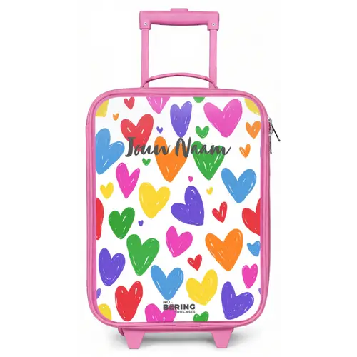 Gekleurde hartjes Kinderkoffer - Roze klein -zz3dotto