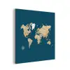Wereldkaart - Donkerblauw - Beige aluminium wit klein -3d