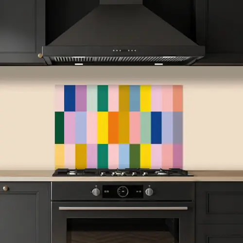 Stroken - Blauw - Patroon - Abstract keuken achterwand spatscherm klein -sfeer1