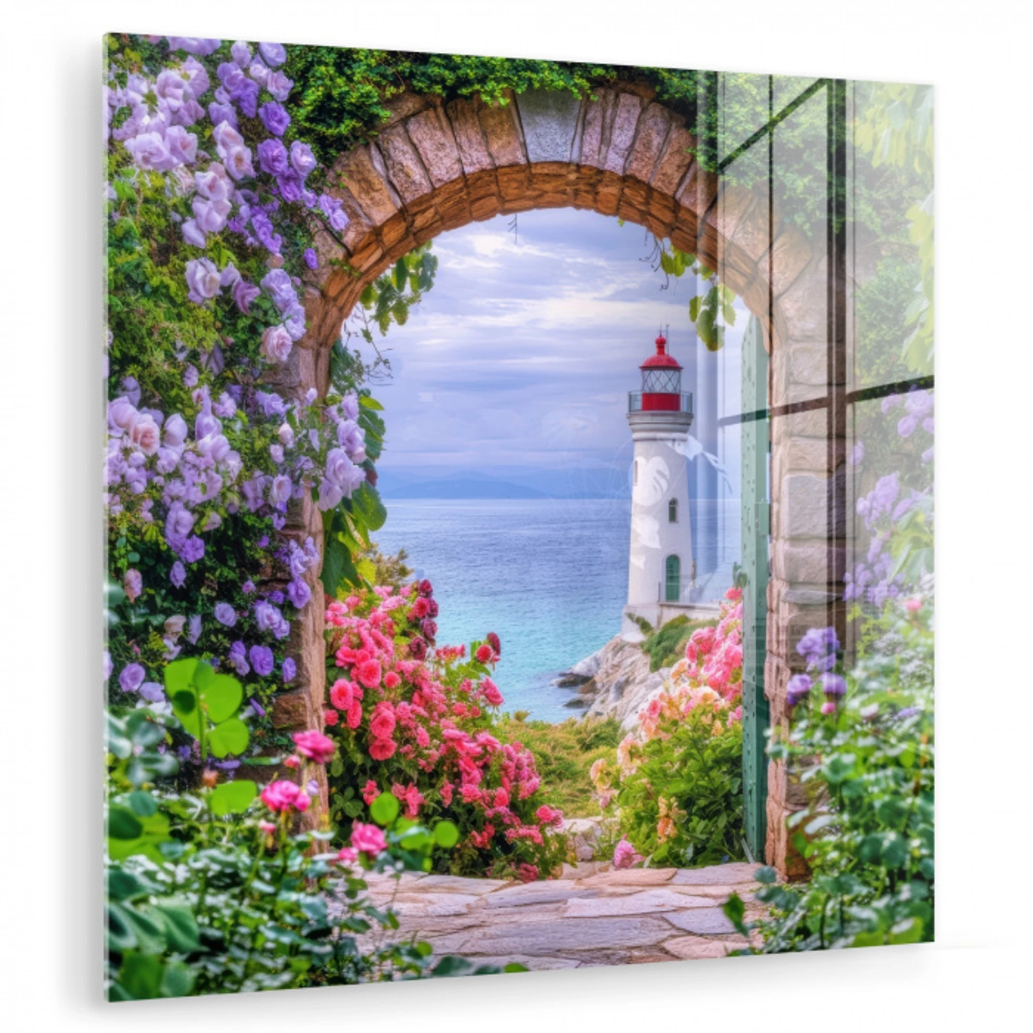 Doorkijk - Vuurtoren - Bloemen - Uitzicht plexiglas 5mm klein -zzzproduct_nieuw