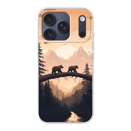 Beren - Bomen - Landschap - Zonsondergang Telefoonhoesje iPhone 17 Pro klein -3d